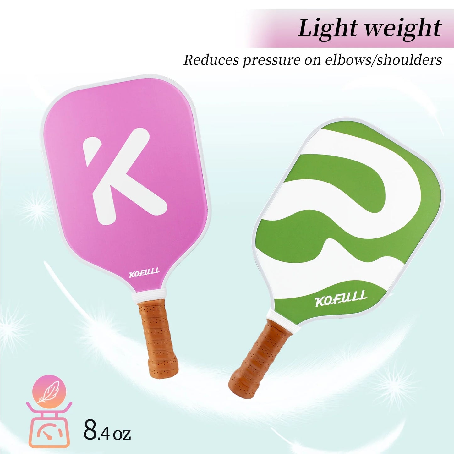 Pickleball Paddles Pickleball Rackets Set Lightweight Fiberglass Surface&Honeycomb Core Pickleball Set Pink and Green Gifts for Women Girls Beginners