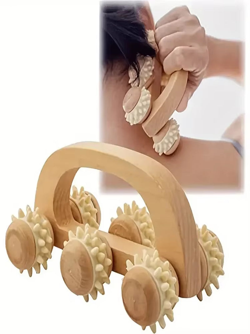 1 Pcs Wooden Massage Roller Tool, Manual Wooden Massager, Wood Back Massage Roller for Neck Leg Back Deep Tissue Muscle Massage