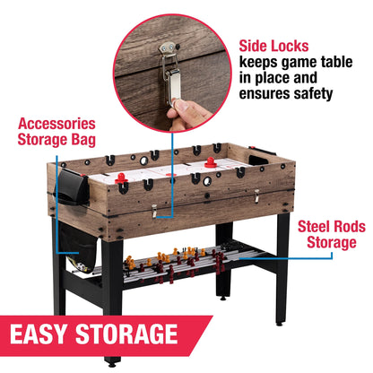 48" 3-In-1 Multi Game, Pool Table, Air Hockey, Foosball Table, by