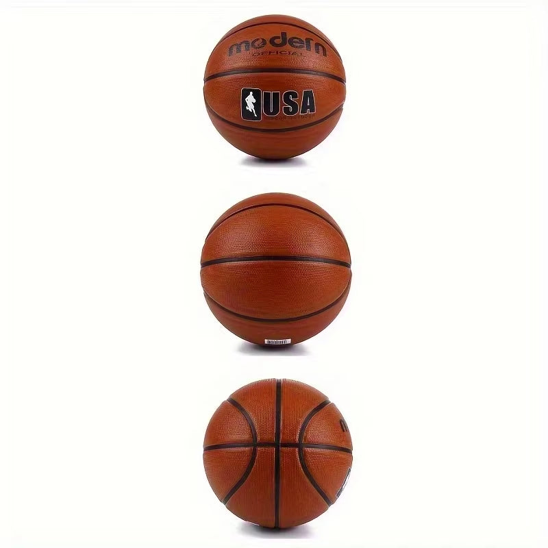 1Pc Official Adult Teenager Basketball - Brown Size 4/5/6/7 Basketball - Durable Rubber Indoor/Outdoor Professional Game Ball