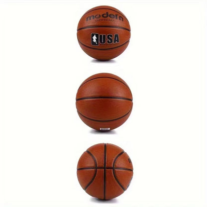 1Pc Official Adult Teenager Basketball - Brown Size 4/5/6/7 Basketball - Durable Rubber Indoor/Outdoor Professional Game Ball