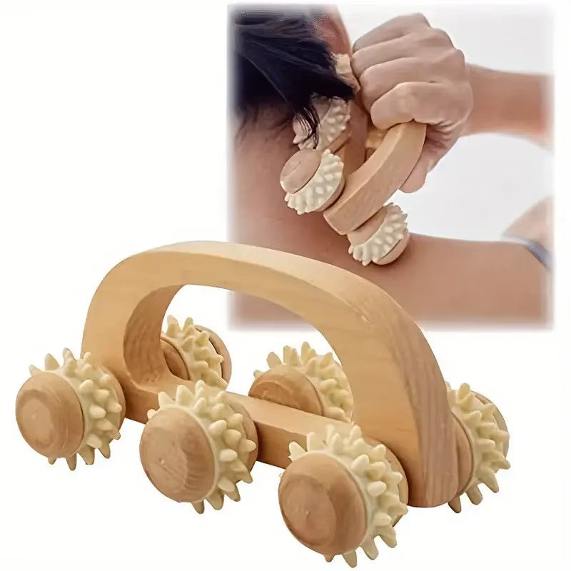 1 Pcs Wooden Massage Roller Tool, Manual Wooden Massager, Wood Back Massage Roller for Neck Leg Back Deep Tissue Muscle Massage