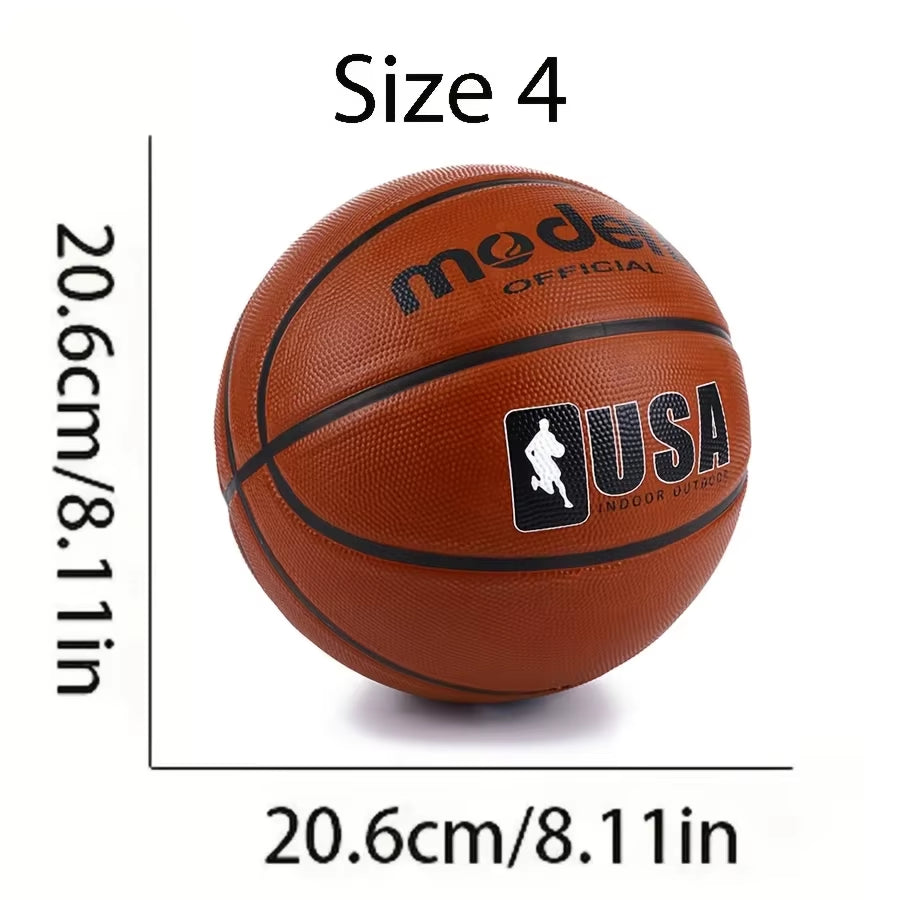 1Pc Official Adult Teenager Basketball - Brown Size 4/5/6/7 Basketball - Durable Rubber Indoor/Outdoor Professional Game Ball
