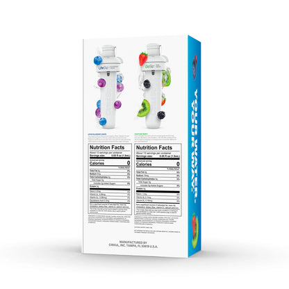 32Oz Plastic Starter Kit with Navy Blue Lid, 2 Flavor Cartridges (Blueberry Grape & Kiwi Berry)