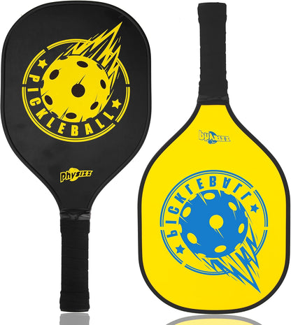 Pickleball Paddles and Ball Set - Pickleball Set 2 Wooden Paddles with 2 Balls & 1 Carry Bag, 9-Ply Basswood Pickleball Rackets, Safe Edge Guard, Wood Pickleball Paddle 2 Pack for Beginner