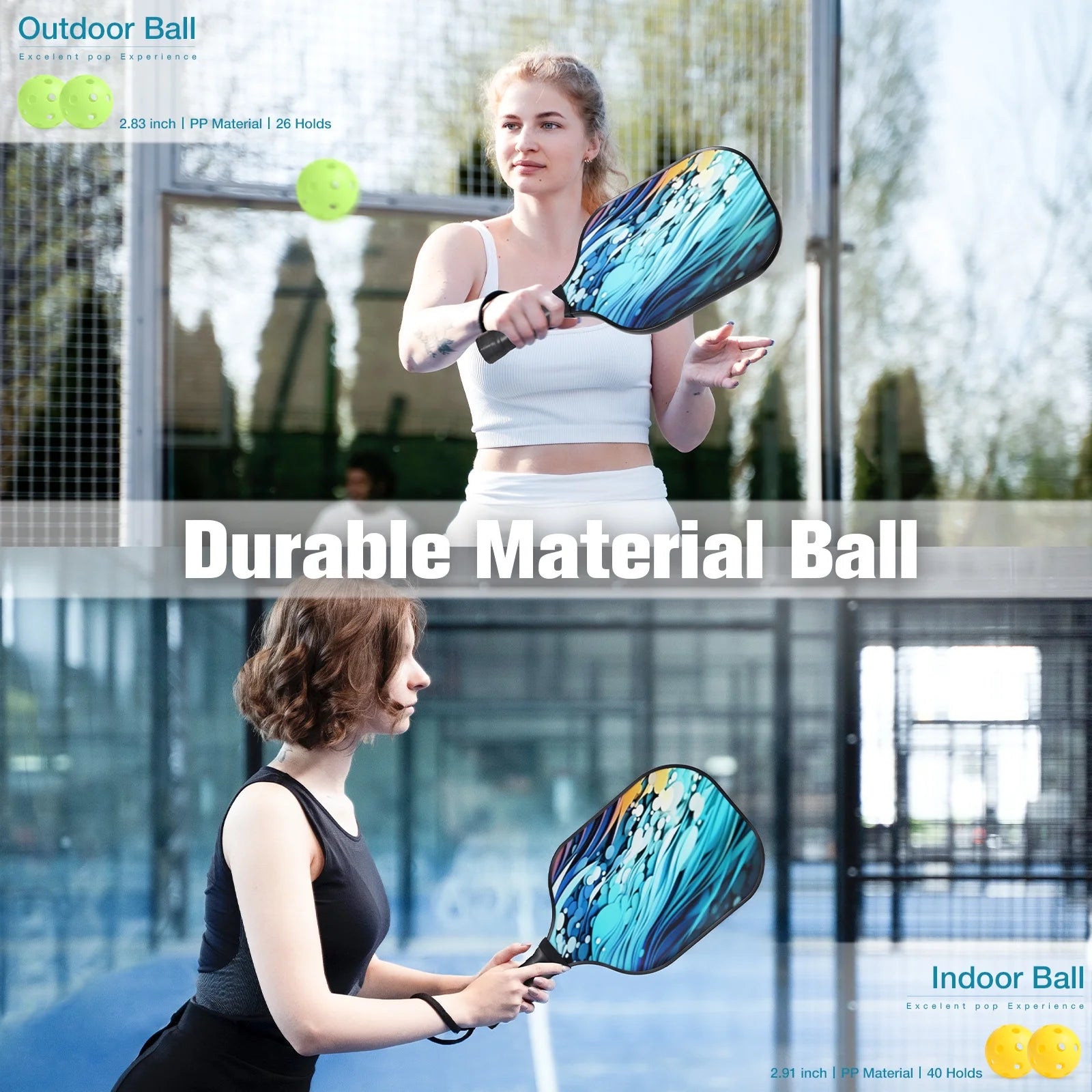 Pickleball Paddles Set of 4, with 4 Fiberglass Paddles, 4 Pickle-Ball , 4 Cooling Towel, 1 Pickleball Bag, PP Honeycomb Core Pickleball Equipment Is the Perfect Gift for Beginners & Amateurs