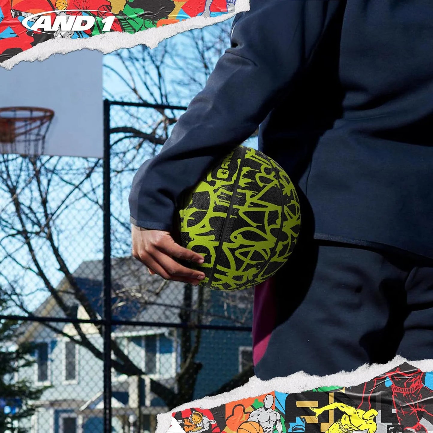 Fantom Graffiti Basketball: Official Regulation Size 7 (29.5") Rubber Basketball