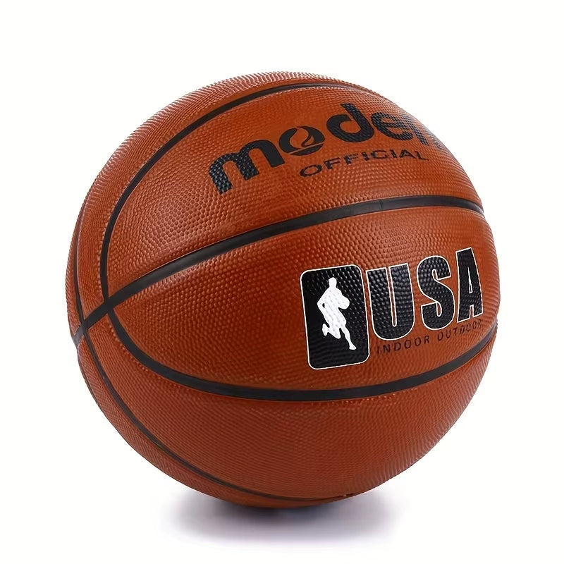 1Pc Official Adult Teenager Basketball - Brown Size 4/5/6/7 Basketball - Durable Rubber Indoor/Outdoor Professional Game Ball