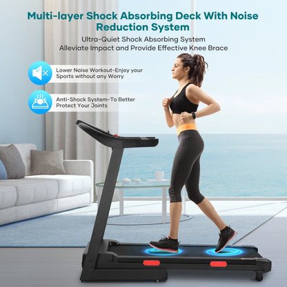 Naipotreadmill with Auto Incline Bluetooth Voice Control 17 in Wide Electric Treadmill Folding Machine 15 Level Auto 8.8 Mhp Speed for Home Use Gifts