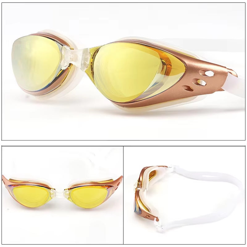 Electroplated Swimming Goggles anti Fog Adult Swimming Goggles Waterproof Silicone Swimming Goggles Set Adjustable