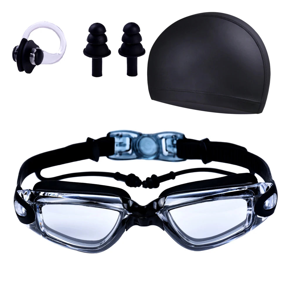 Adult Swimming Goggles Swimming Goggles Waterproof Fog-Proof High-Definition Swimming Goggles Swimming Equipment Cap Suit