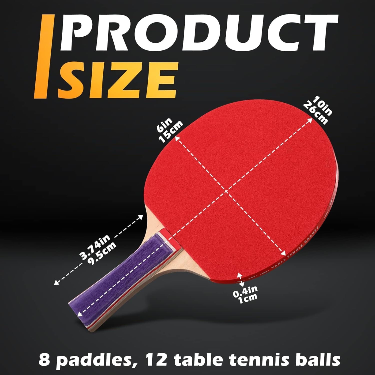 Pack Portable Table Tennis Combo 8 Paddles & 12 Balls with Carry Bag for Indoor Outdoor Sport