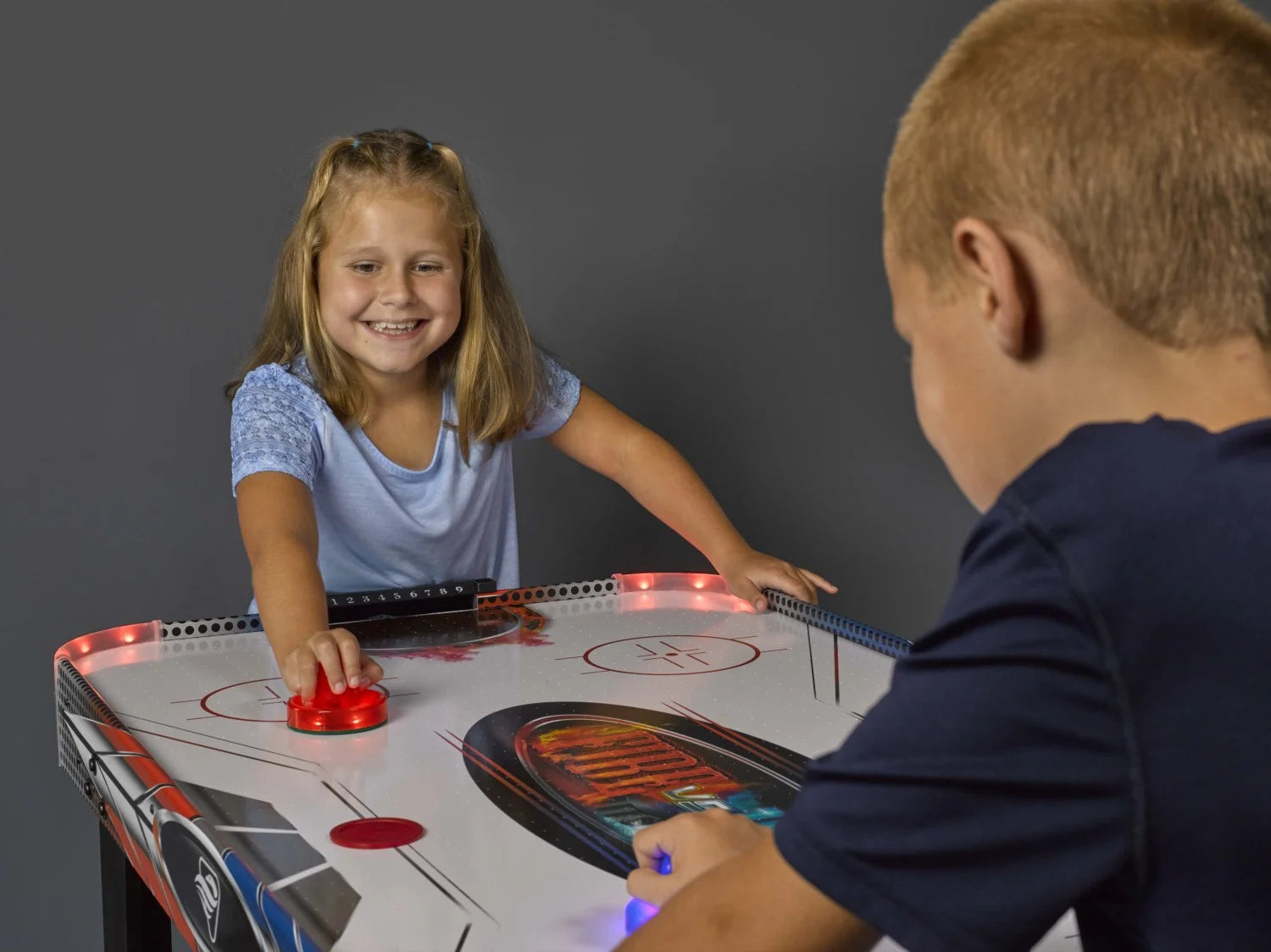 Air Hockey Table with Two Led Pushers and LED Puck, 54 In
