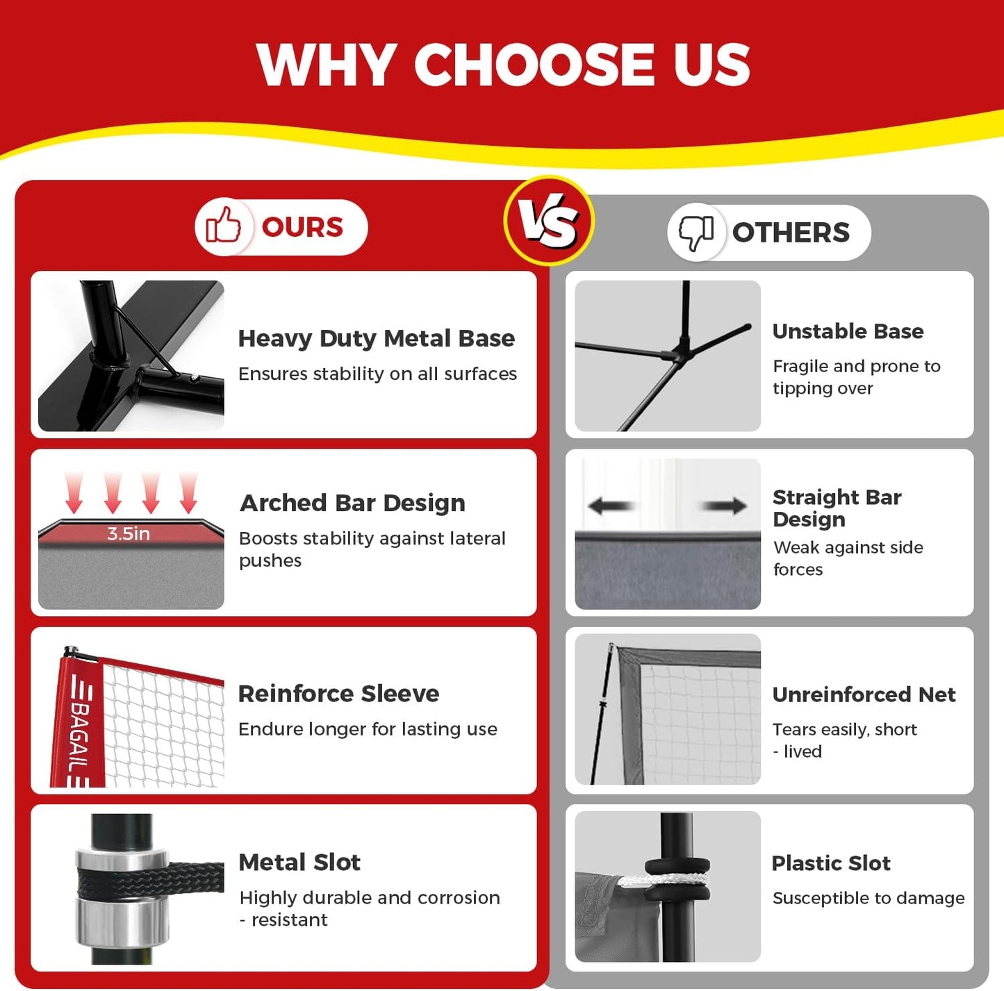 Volleyball Net, 12Ft/20Ft Portable Volleyball Net for Backyard - Adjustable Heig