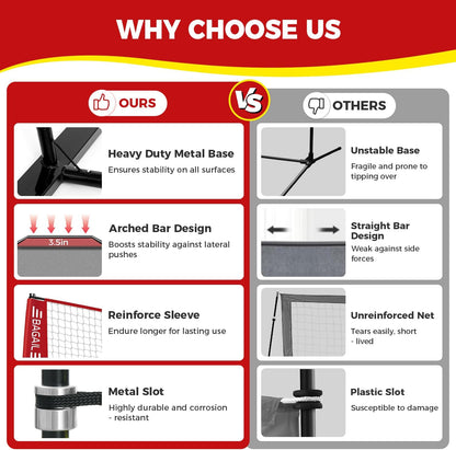 Volleyball Net, 12Ft/20Ft Portable Volleyball Net for Backyard - Adjustable Heig