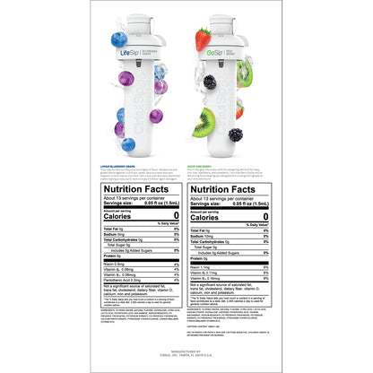 32Oz Plastic Starter Kit with Navy Blue Lid, 2 Flavor Cartridges (Blueberry Grape & Kiwi Berry)