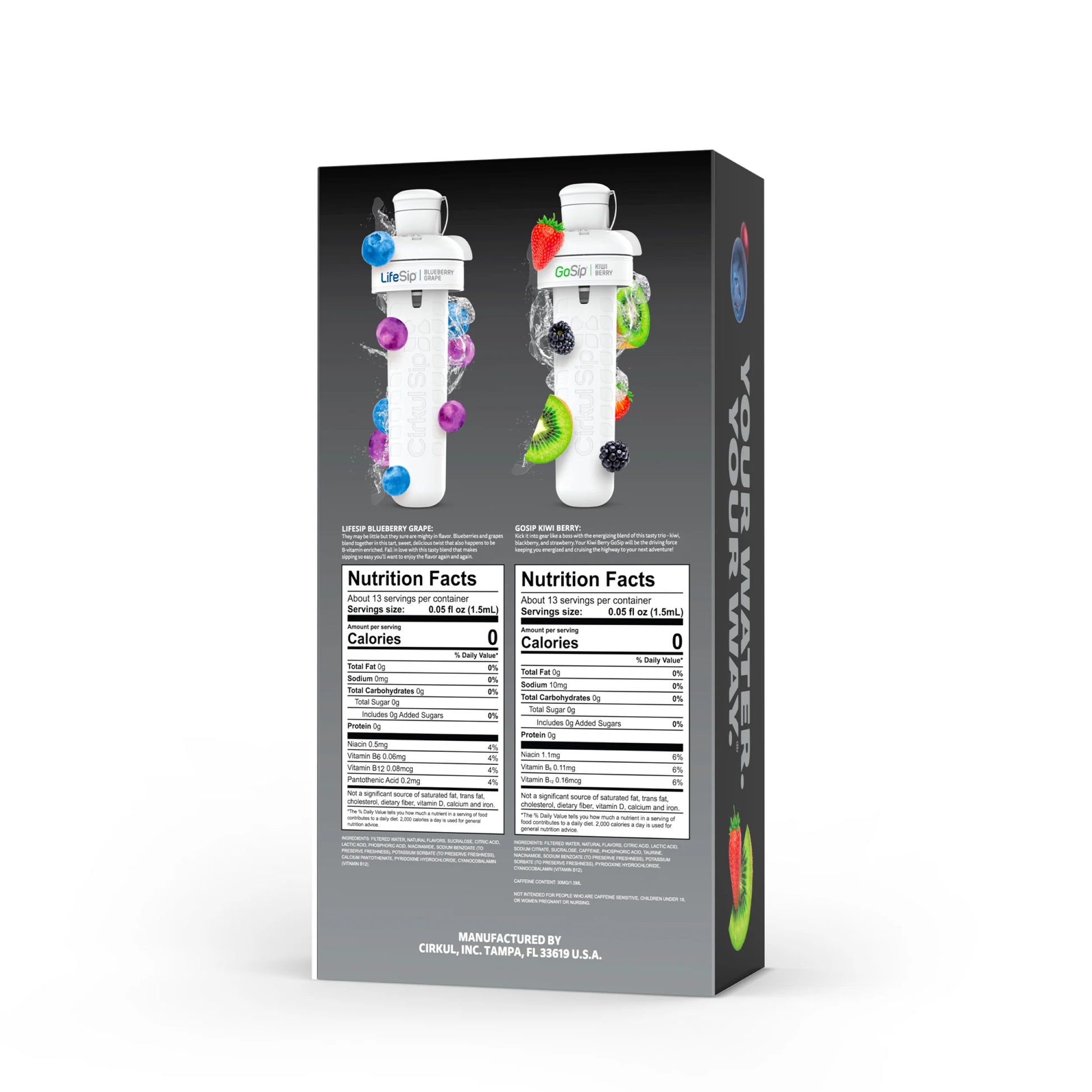 32Oz Matte Black Stainless Steel Starter Kit with Matte Black  Lid 2.0 and 2 Flavor Cartridges (Blueberry Grape & Kiwi Berry)