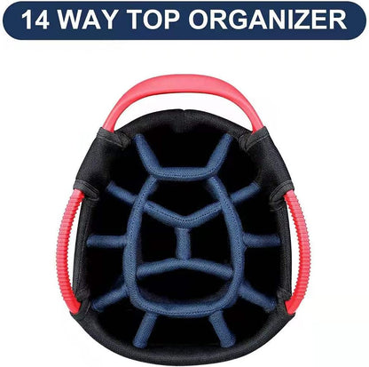 Cart Golf Bag 14 Way Divider Golf Push Cart Bag for Men Cart Bags with Cooler, Backpack Strap and Dust Cover, Portable Golf Carry Bag for Men & Women (Blue)