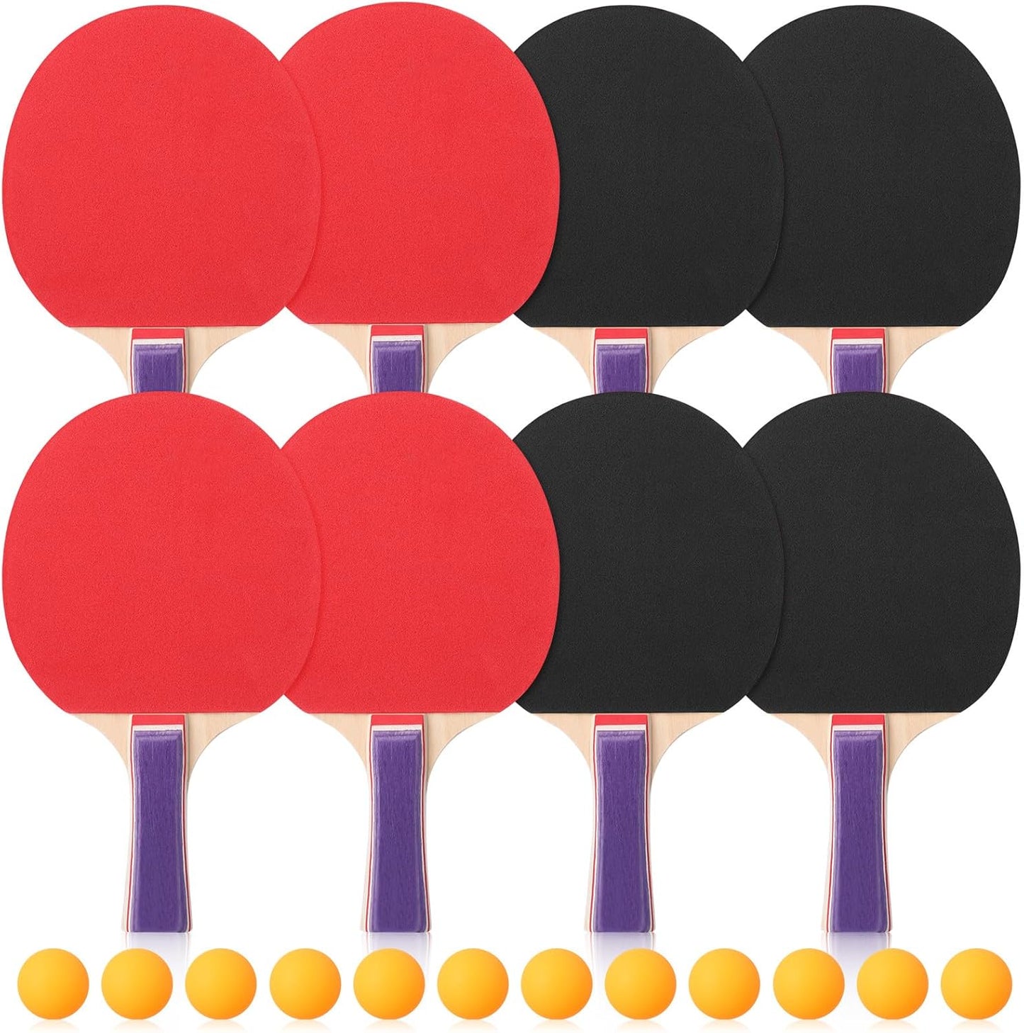 Pack Portable Table Tennis Combo 8 Paddles & 12 Balls with Carry Bag for Indoor Outdoor Sport