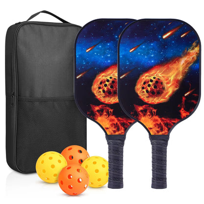 Pickleball Paddles, Fiberglass Surface Pickleball Set with Pickleball Rackets, Pickleball Paddles Set for Men Women