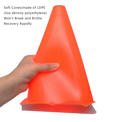 9 Inch Orange Traffic Cones, Plastic Sports Cones, Soccer Training Cones for Outdoor Activity & Festive Events (Sets of 10/15/ 20)