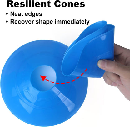 60PCS Soccer Cones with Strap Carry Bag Agility Disc Cones Soccer Training Cones, Field Marker Sport Training Cones for Challenge Football Basketball Skating Kids Games Outdoor Indoor