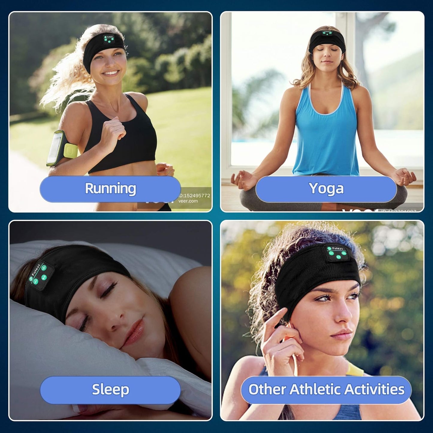 Sleep Headphones Bluetooth Headband, Sleeping Headphones Sports Headband, Long Time Play Sleeping Headsets with Built in Speakers Perfect for Workout Running Yoga
