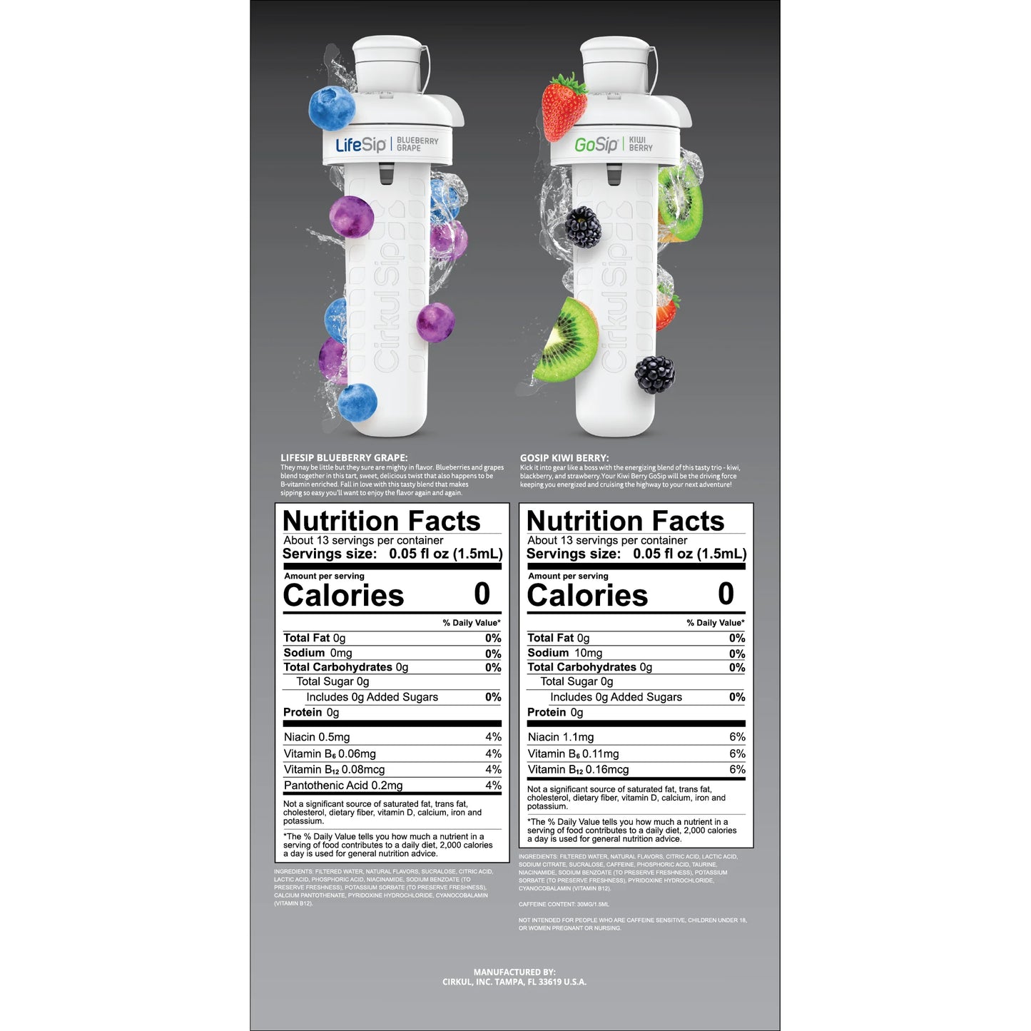 32Oz Matte Black Stainless Steel Starter Kit with Matte Black  Lid 2.0 and 2 Flavor Cartridges (Blueberry Grape & Kiwi Berry)