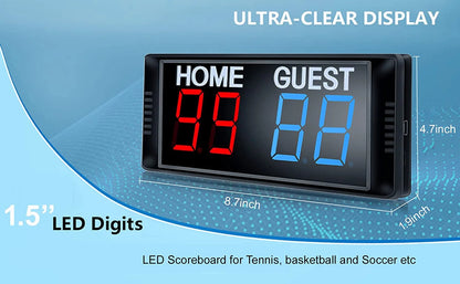 Btbsign Score Keeper Portable 1.5 " Led Digital Electronic Scoreboard Indoor Games Blue Red