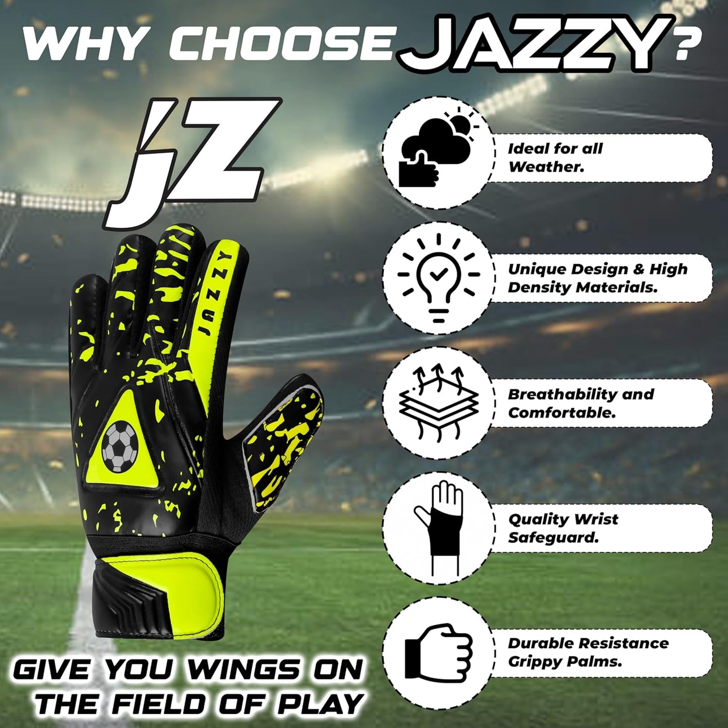 Youth Goalie Gloves with Double Wrist Protection,Non