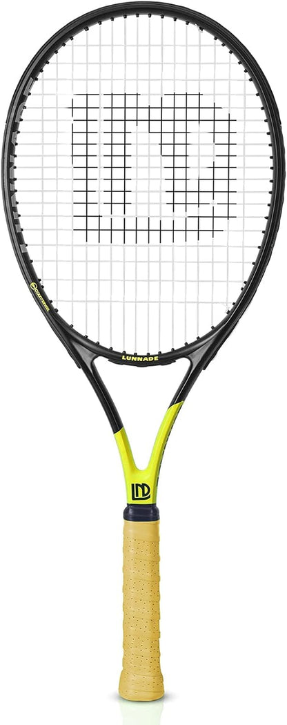 Adults Tennis Racket 27 Inch, Shockproof Carbon Fiber Tennis Racquet Light-Weight, Pre-Strung and Regrip, Suitable for Beginners to Intermediate Players