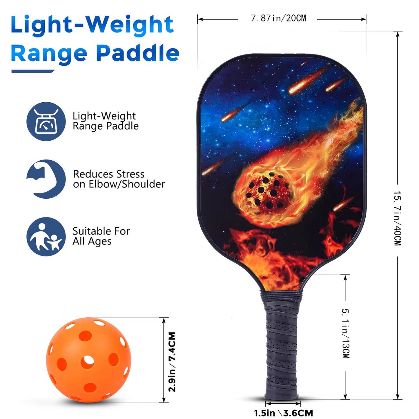 Pickleball Paddles, Fiberglass Surface Pickleball Set with Pickleball Rackets, Pickleball Paddles Set for Men Women