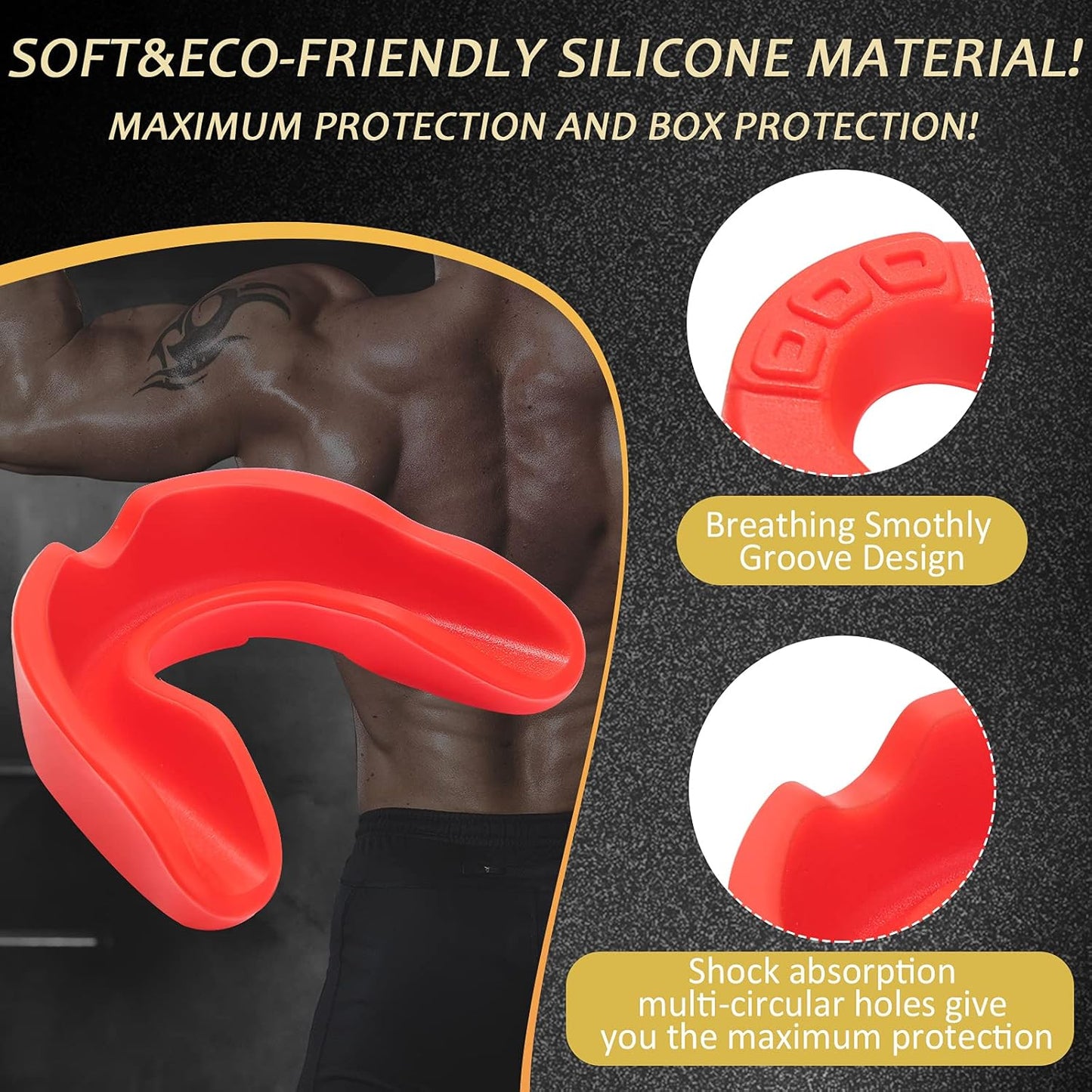 6 Pcs Youth Kids Mouth Guard for Sports, Boys Girls Mouth Guard with Case, Mouthguard for Football Hockey Basketball Lacrosse Boxing