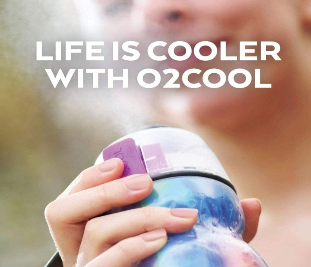 Mist 'N Sip Misting Water Bottle 2-In-1 Mist and Sip Function with No Leak Pull Top Spout Reusable Sports Water Bottle - 20 Oz (2 Pack Splash Blue)