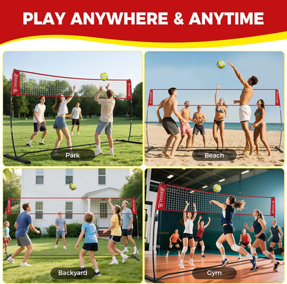 Volleyball Net, 12Ft/20Ft Portable Volleyball Net for Backyard - Adjustable Heig