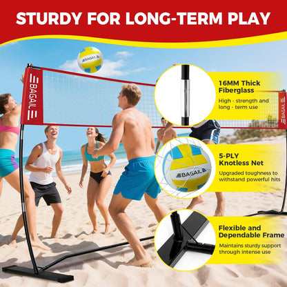 Volleyball Net, 12Ft/20Ft Portable Volleyball Net for Backyard - Adjustable Heig